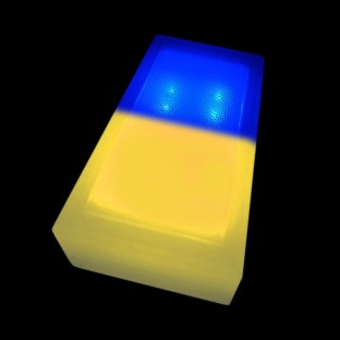 Светодиодная брусчатка 200x100x40 мм. двухцветная жёлтый-синий IP68 купить в интернет-магазине