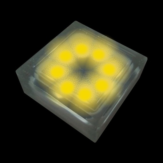 Светодиодная брусчатка на солнечных батареях 100x100x60 мм. одноцветная жёлтая IP68