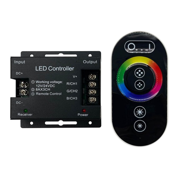 Контроллер RGB 12V 288 Вт / 24V 576 Вт с кольцевым сенсорным пультом ДУ
